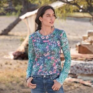 Sundance “Gardens Around Tee” size small. Fun bright colors.